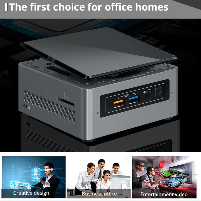 Мини ПК Intel NUC NUC6CAYH/HTPC Quad Core J3455 до 2 3 ГГц DDR3 WiFi Bluetooth 4k Поддержка двух мониторов Windows