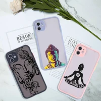 buddha phone case for iphone 13 12 11 mini pro xr xs max 7 8 plus x matte transparent pink back cover