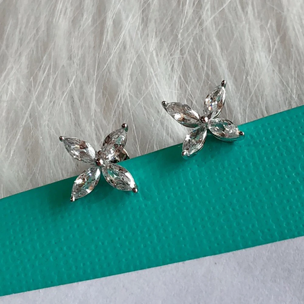 

Серьги-гвоздики KT Real925 женские, сверкающие ювелирные украшения с оригинальным логотипом в масштабе 1:1, маркиза ААА