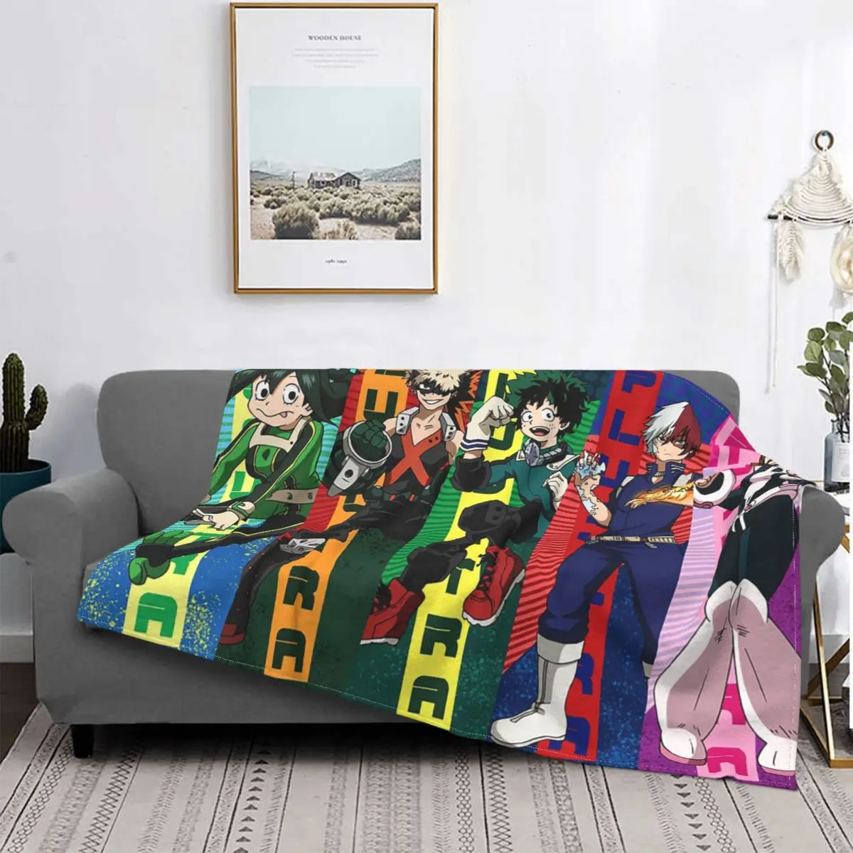 

Manta a quadros de My Hero внешний вид, одежда для камеры, кубики дивана, suave, colorido, летние, аниме