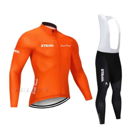 Long sleeve suit STRAVA road bike team 9D cojin de equitacion traje de primavera y otono camisa de manga larga jersey - Цвет: Long sleeve suit