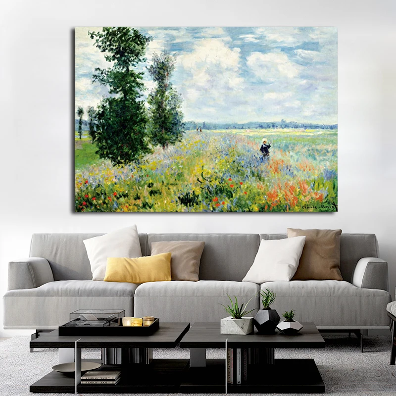 Абстрактные Маки в серебристом стиле от Клода Моне масляная живопись