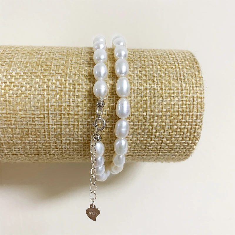 

5-6mm 925 Silver Pearl Necklace Natural Freshwater Pearl Chokers Necklaces For Women Fashion Wedding Gift