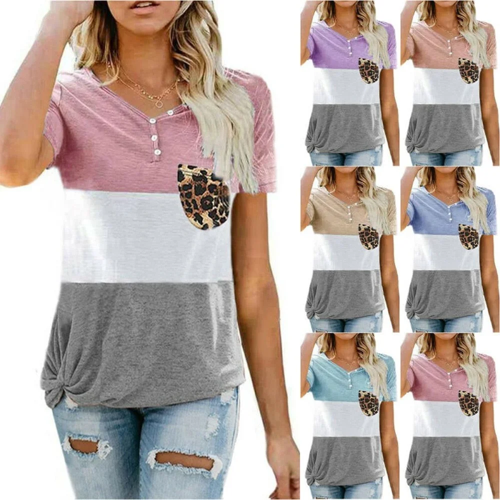 

Women Short Sleeve T-Shirt Basic Blouse Summer Casual Loose Tunic Tops Plus Size