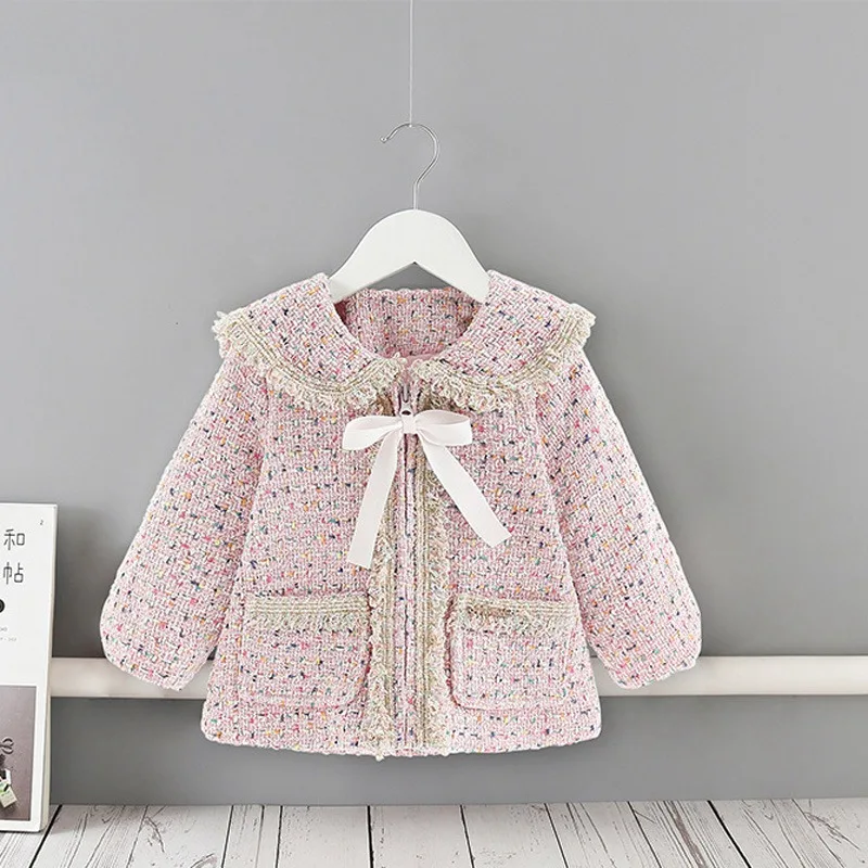 Модное осенне зимнее милое пальто Верхняя одежда для маленьких девочек детское