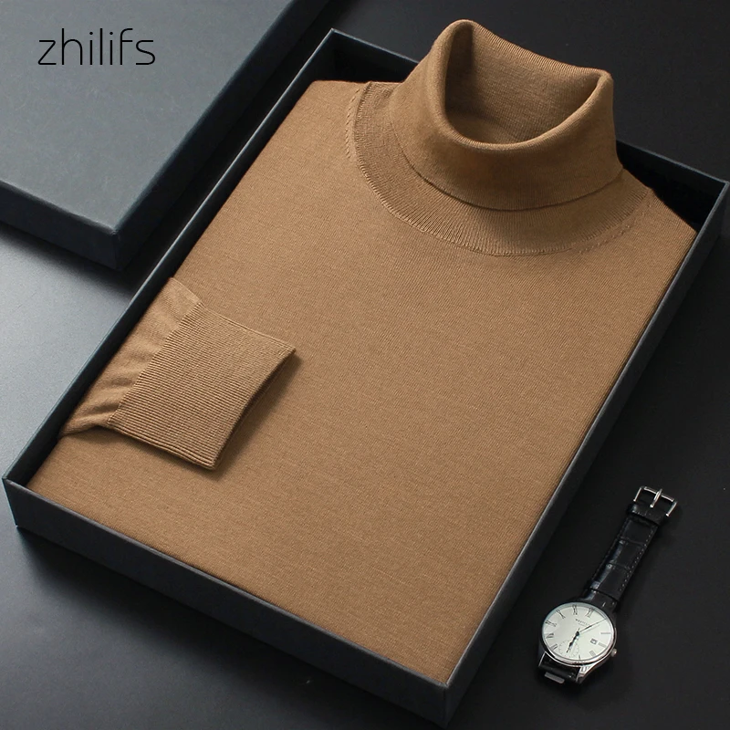 Мужская Водолазка Осень-зима мужской теплый воротник 100 мериносовая шерсть