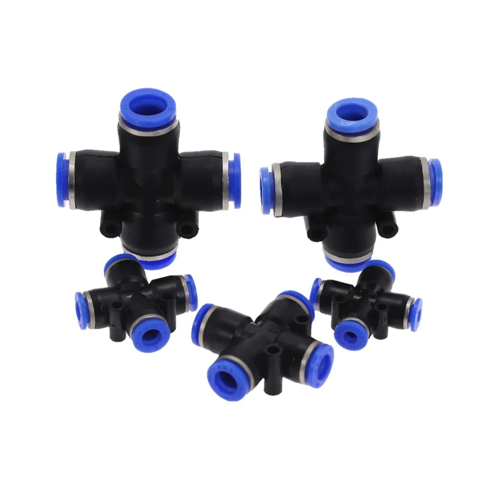 

5pcs/lot Pneumatic Quick Plug 4-Way PZA 4mm 6mm 8mm 10mm 12mm OD Hose Tube Push In Air Fitting Gas Connector Quick Splitter