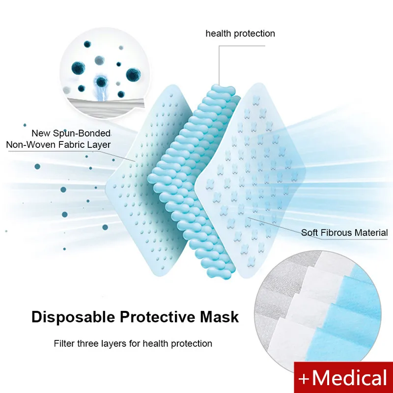 3 слойные одноразовые маски для взрослых Пылезащитный фильтр Пылезащитная маска