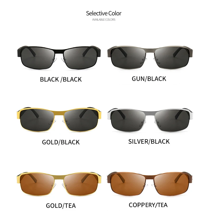 VCKA 2020 New Sunglasses Men Polarized Square Metal Frame Male Sun Glasses Driving Lens Coating yewear zonnebril heren Inner | Аксессуары