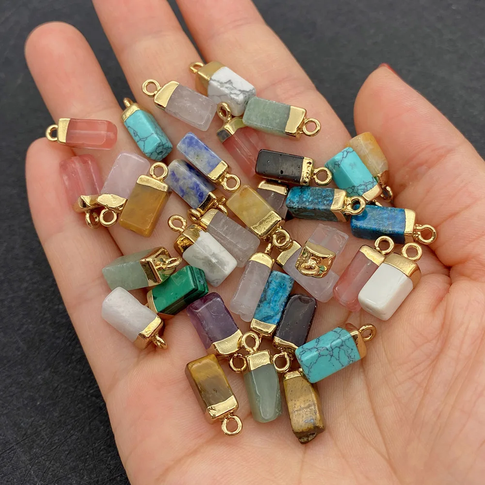 

Wholesale Multi-color Rectangular Shape Pendant Natural Stone for Jewelry Making DIY Handmade Accessories Beaded Decoration