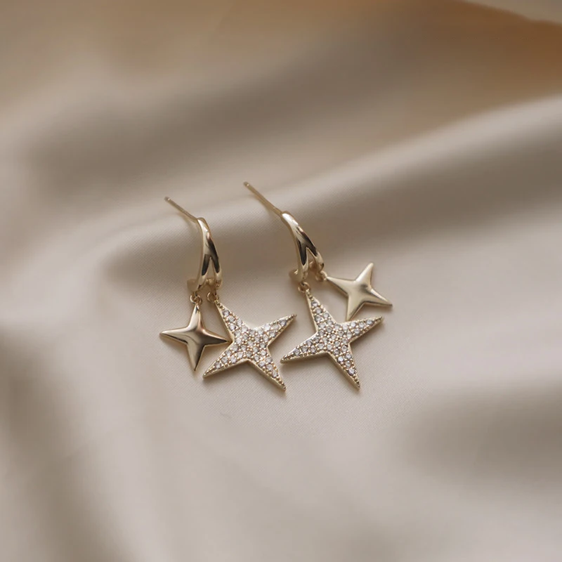 

South Korea-Style Simple High Grade Sense Star Zircon Earrings Gift Banquet Party WOMEN'S Jewelry Earrings 2021