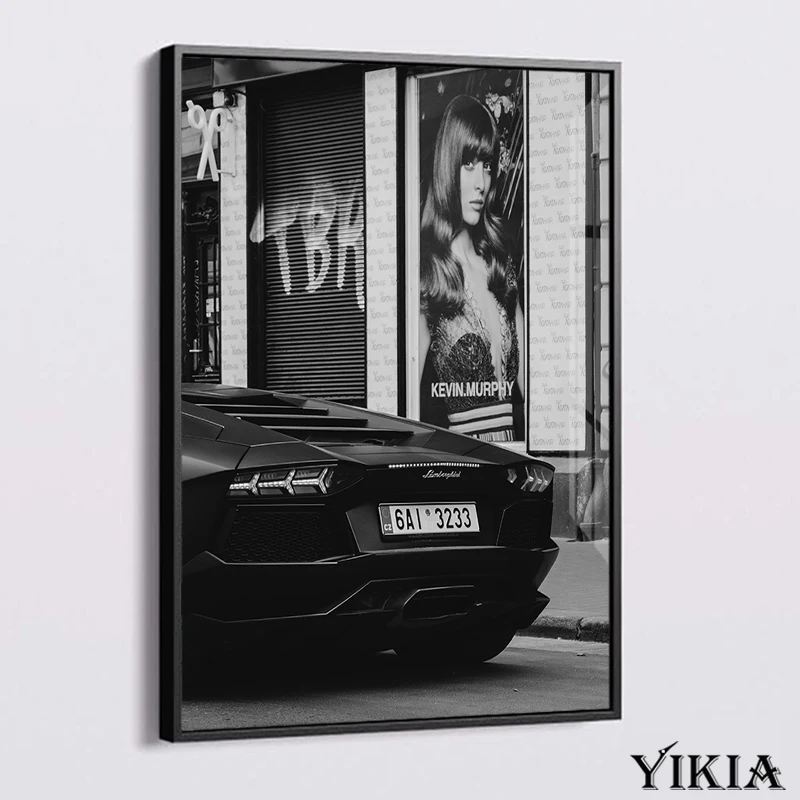 

Car Woman Sexy Luxury Living Room Poster Coco Black White Wall Aesthetic Canvas Painting Street Art Print Home Decor Picture
