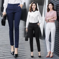 2021 new high waist office lady pants korean fashion ladies full length straight pants women formal work wear solid trousers
