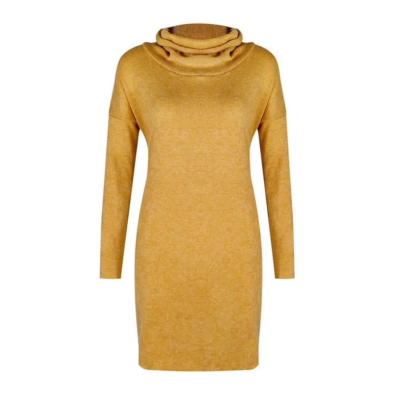 Женский трикотажный свитер 2020 осень и зима джемпер водолазка мини платье женская