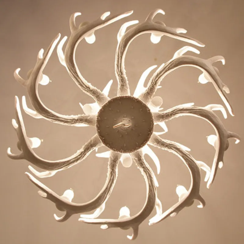 

Resin Deer Horn Antler Chandelier Light Fixture Retro Vintage Industrial Antique Ceiling Hanging Lamp Lustre Luminaria Salon