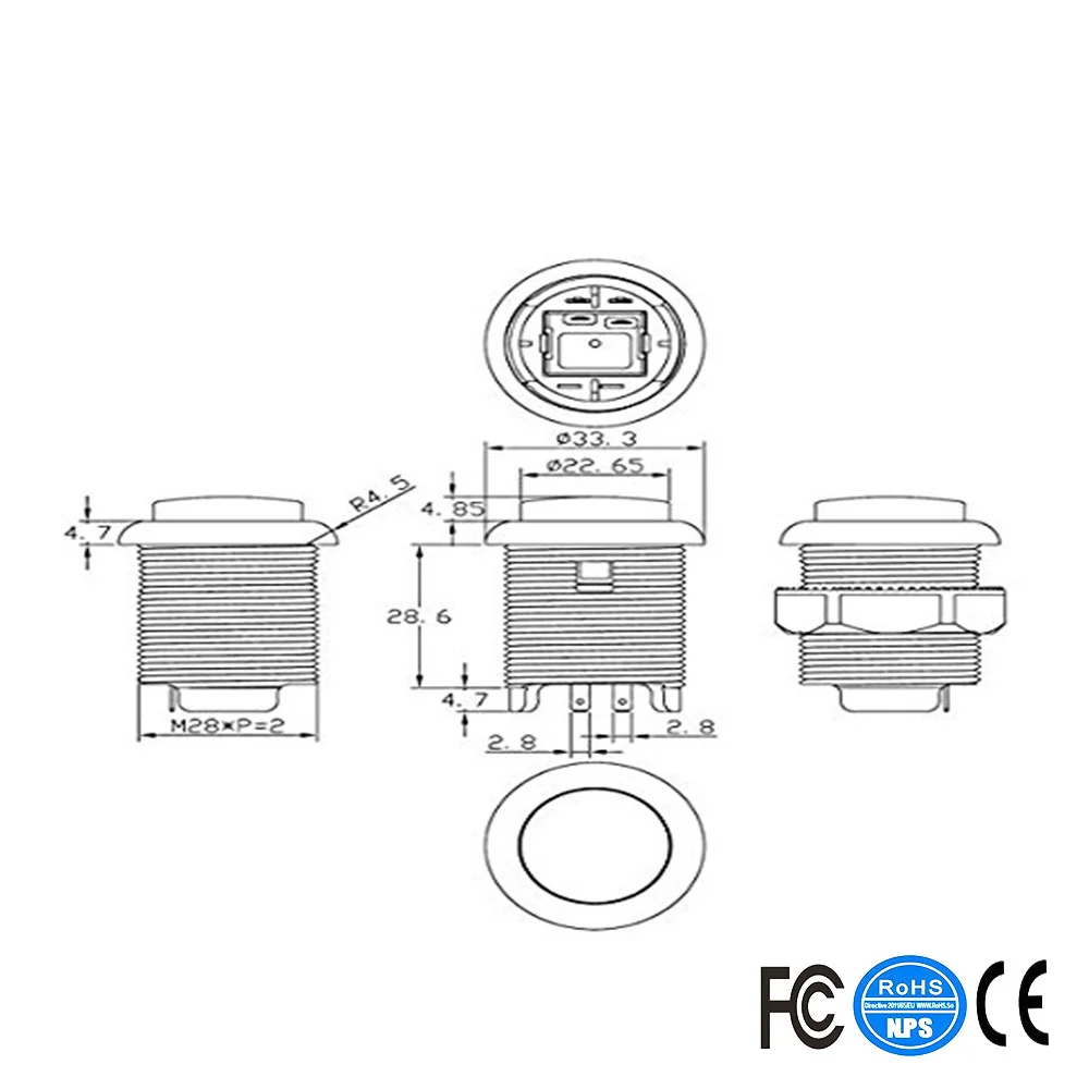 3x30 мм аркадная китайская светодиодсветодиодный Кнопка Встроенный переключатель