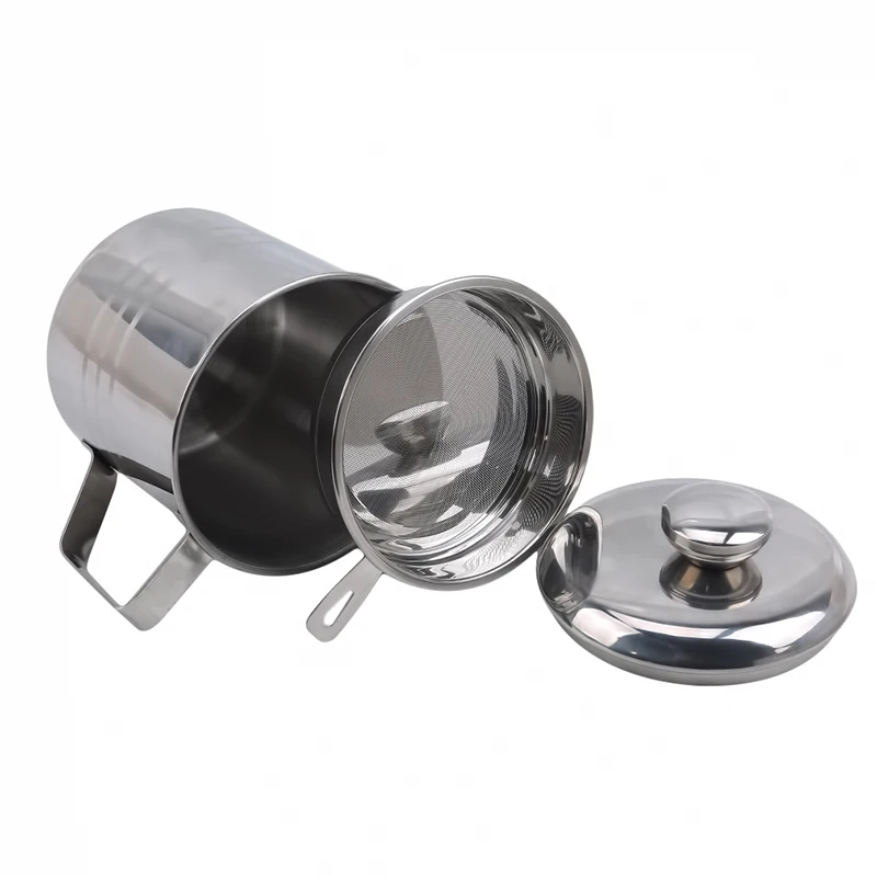 1.2L Stainless Steel Oil Filter Pot Leakproof Can Grease Container Tank Residue With Strainer Storage | Дом и сад
