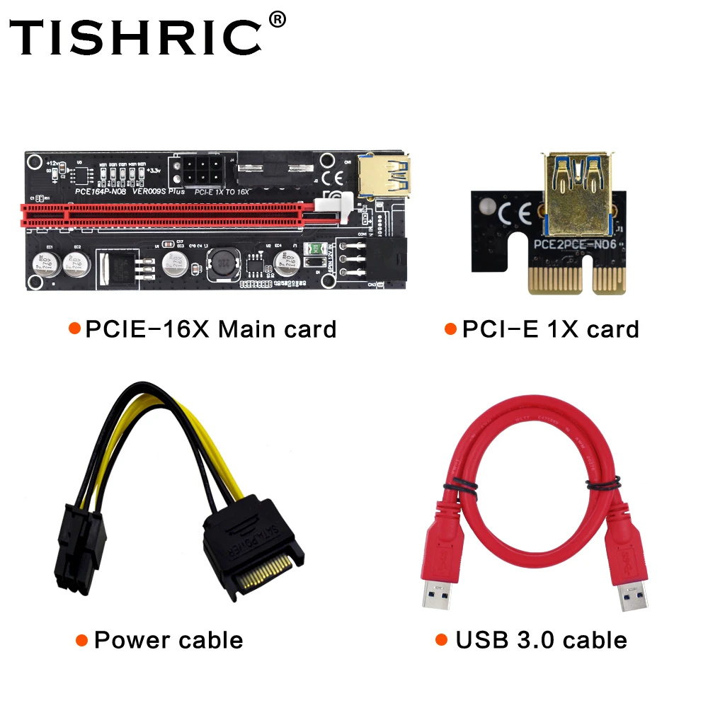 5 шт. TISHRIC PCIE Riser 009S Plus супер графическая карта Удлинительный Кабель-адаптер Райзер