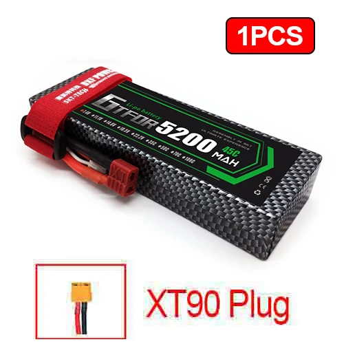 2 шт 7,4 V 5200 45c 7000mAh 60C GTFDR LiPo аккумулятор 2S HardCase для 1/8 1/10 RC модель автомобиля TRX Slash Emaxx - Цвет: 1PCS5200mahXT90
