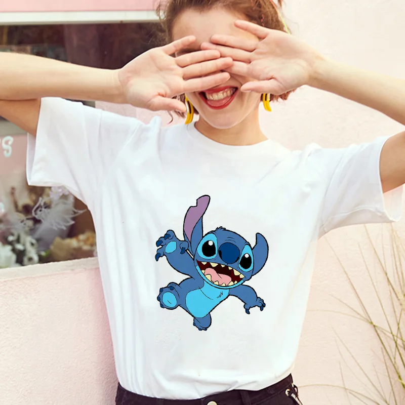 Showtly тематика «Лило и Стич» Harajuku Kawaii футболки для девочек приключенческий комедийный мультфильм женский Vacay режим печатных Повседневное футболка милый