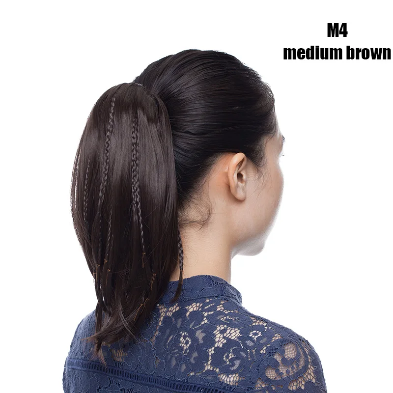 medium brown S-noilite, 11 дюймов, Женские синтетические накладные волосы на заколках в виде хвоста пони, прямые накладные волосы, сделай сам, стильные накладные волосы пони - Цвет: medium brown