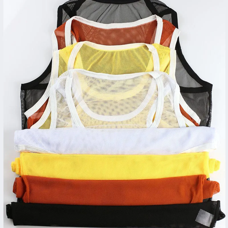 Новые модные мужские прозрачные сетчатые топы на бретелях сексуальные дышащие