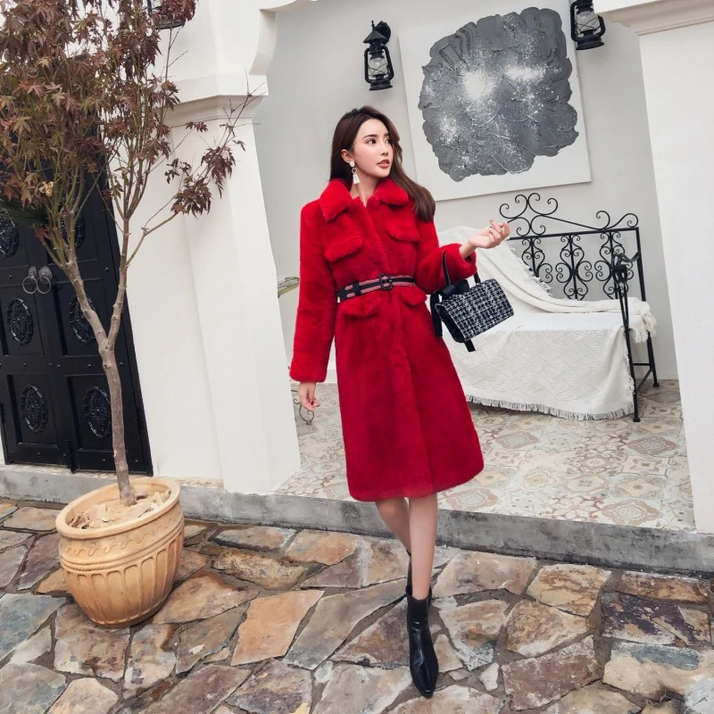 Новинка Зима 2019 норковая куртка женское толстое пальто из меха кролика Рекс