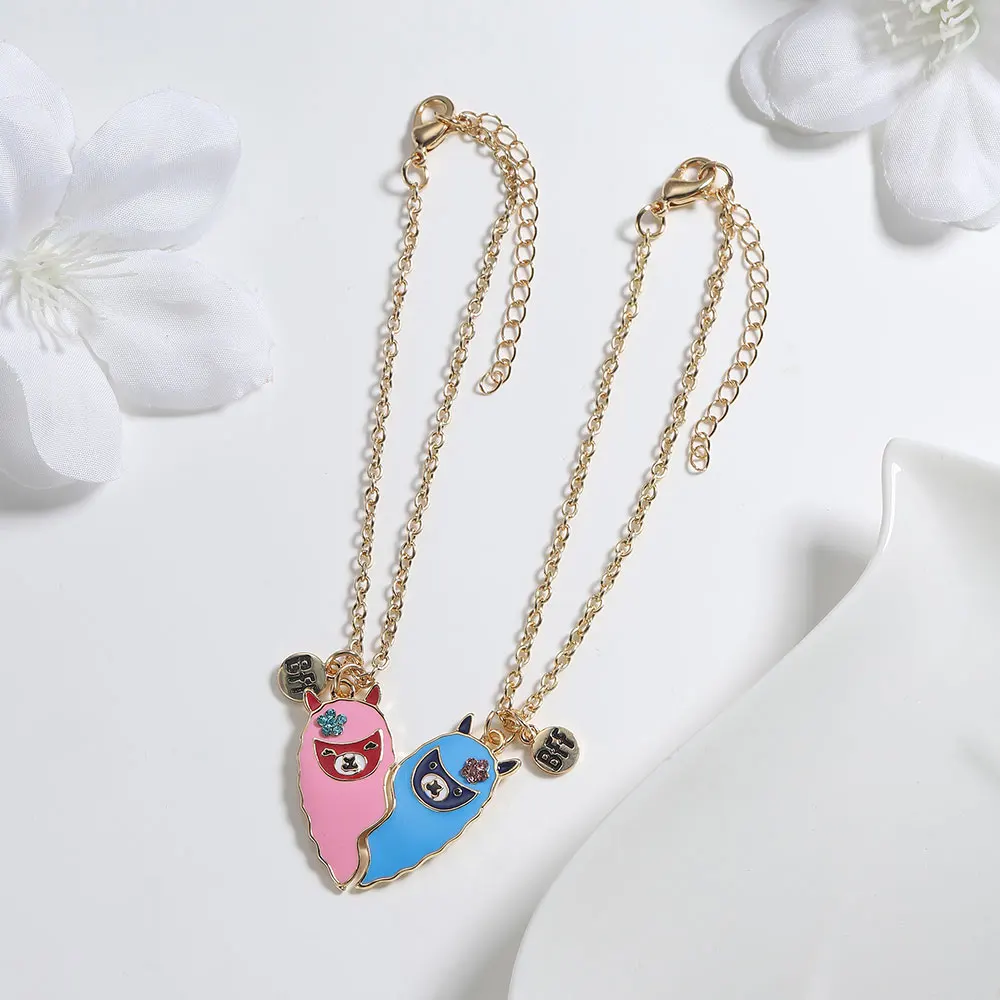 20pcs BFF Bracelet Best Friends Friendship Heart Rhinestone Pendant Llama Couple Charm Cartoon Jewelry Gift Wholesale | Украшения и