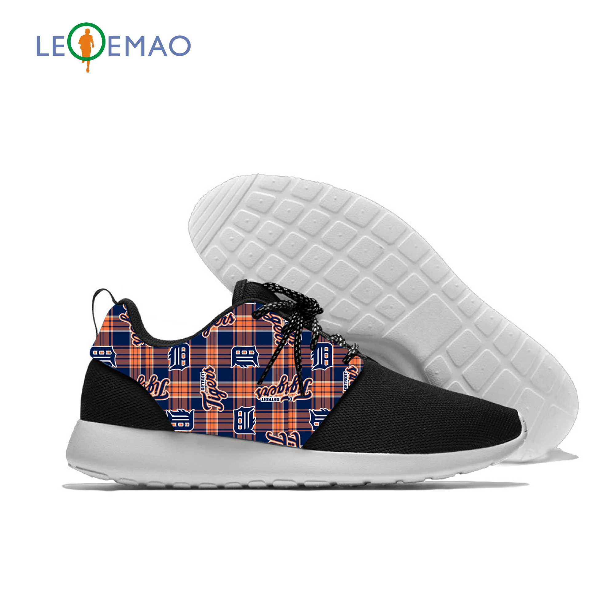 

2020 Mens Women Fashion Print Tigers Logo Sneakers Comfortable Baltimore Lace-Up Unisex Shoes For Detroit Baseball Team Fans