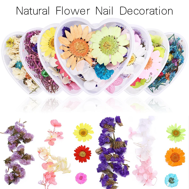 

2021 Dried Flowers 3D Hydrangea Flower Mixed Nail Drills Colorful Nail Art 3D Decorations DIY Flower Polish DIY Flower