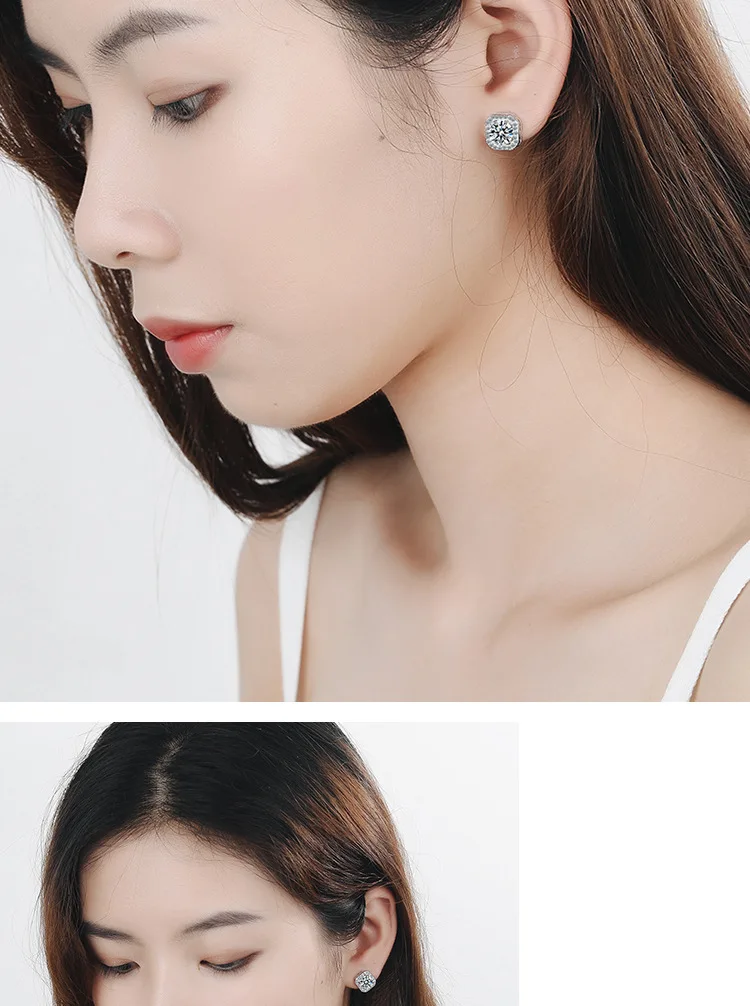 Серьги-гвоздики женские из серебра 100% пробы с бриллиантами | Украшения и