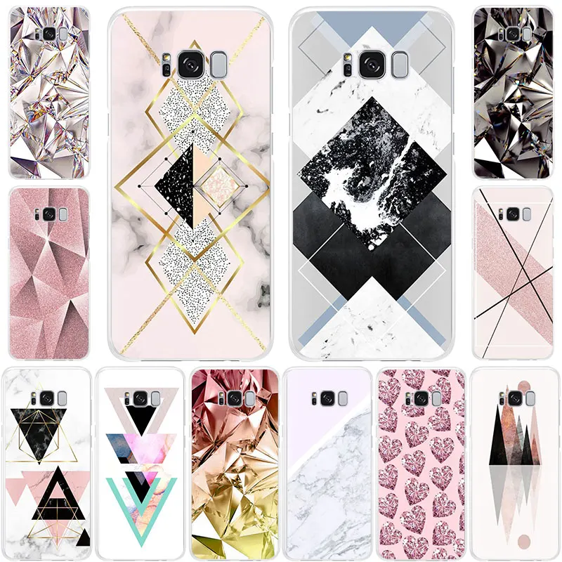 Роскошный мягкий силиконовый чехол из ТПУ с геометрическим мрамором для Samsung Galaxy