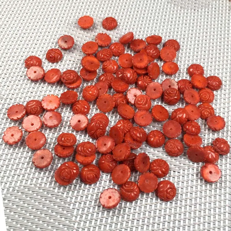 5 шт Горячая продажа Новый круглый узор коралловый Beads Red 9x9mm камень бисер для