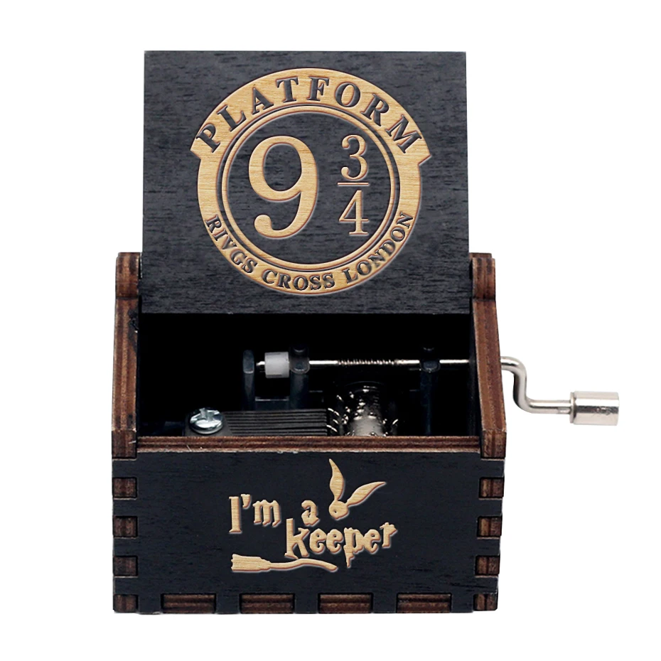 Деревянная королевская Музыкальная шкатулка с рукояткой Аниме Тоторо черные