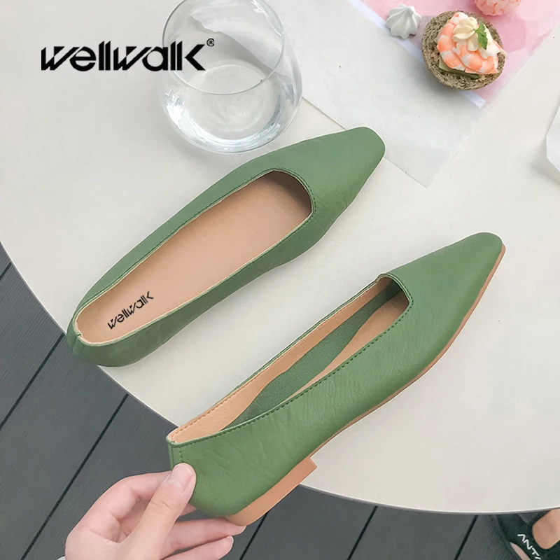 Лоферы с закрытым носком Женская обувь на плоской подошве Балетки из натуральной