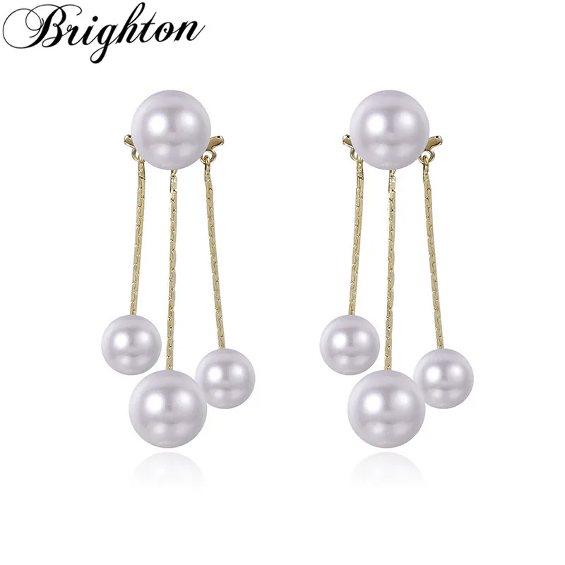 

Brighton Hyperbole Temperament LongTassel Simulated Pearl Pendant Drop Earrings For Women Girl Wending Elegant Jewelry Gift 2021