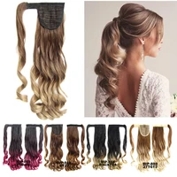 womens edgy omber color ponytail extension long wavy synthetic messy hairpiece warp around pony tail false hair