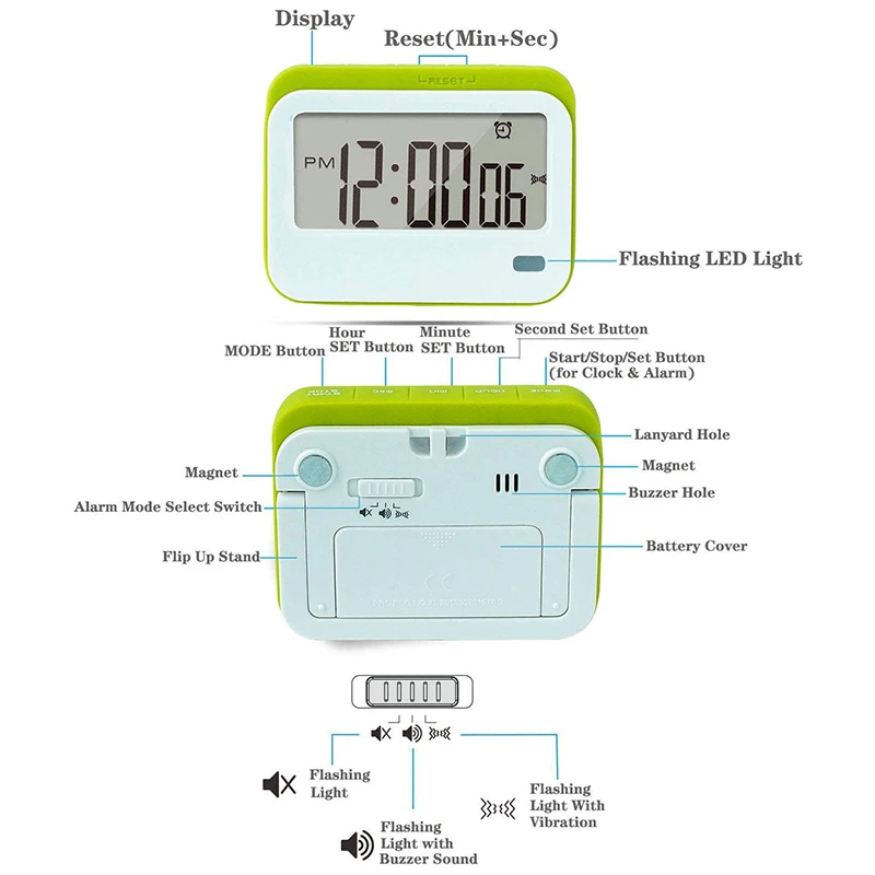 Digital Kitchen Timer Alarm Clock Stopwatch Loud Mute Blinking Light And Magnetic Stand .Kitchen Classroom | Дом и сад