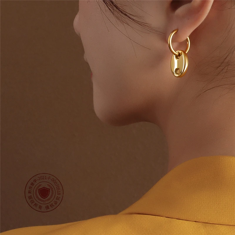 

Luxury Designs Pig Nose Geometry Hoop Earrings 2021 New Fashion Gold Color Stainless Steel Ear Cuff For Women Piercing Jewelry