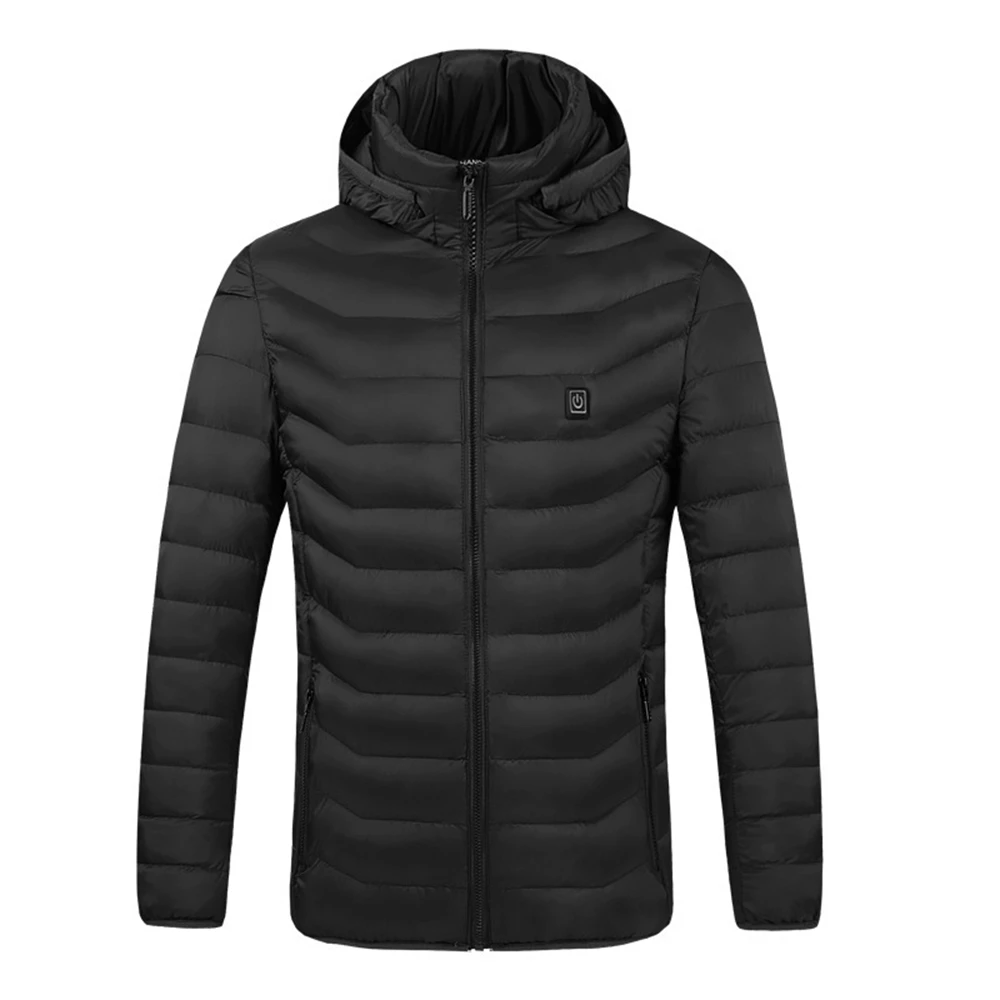 Solid Color Contton Coat Smart Thermostat Winter Men Warm USB Heating Jackets Hooded Heated Clothing Waterproof  Warm Jackets