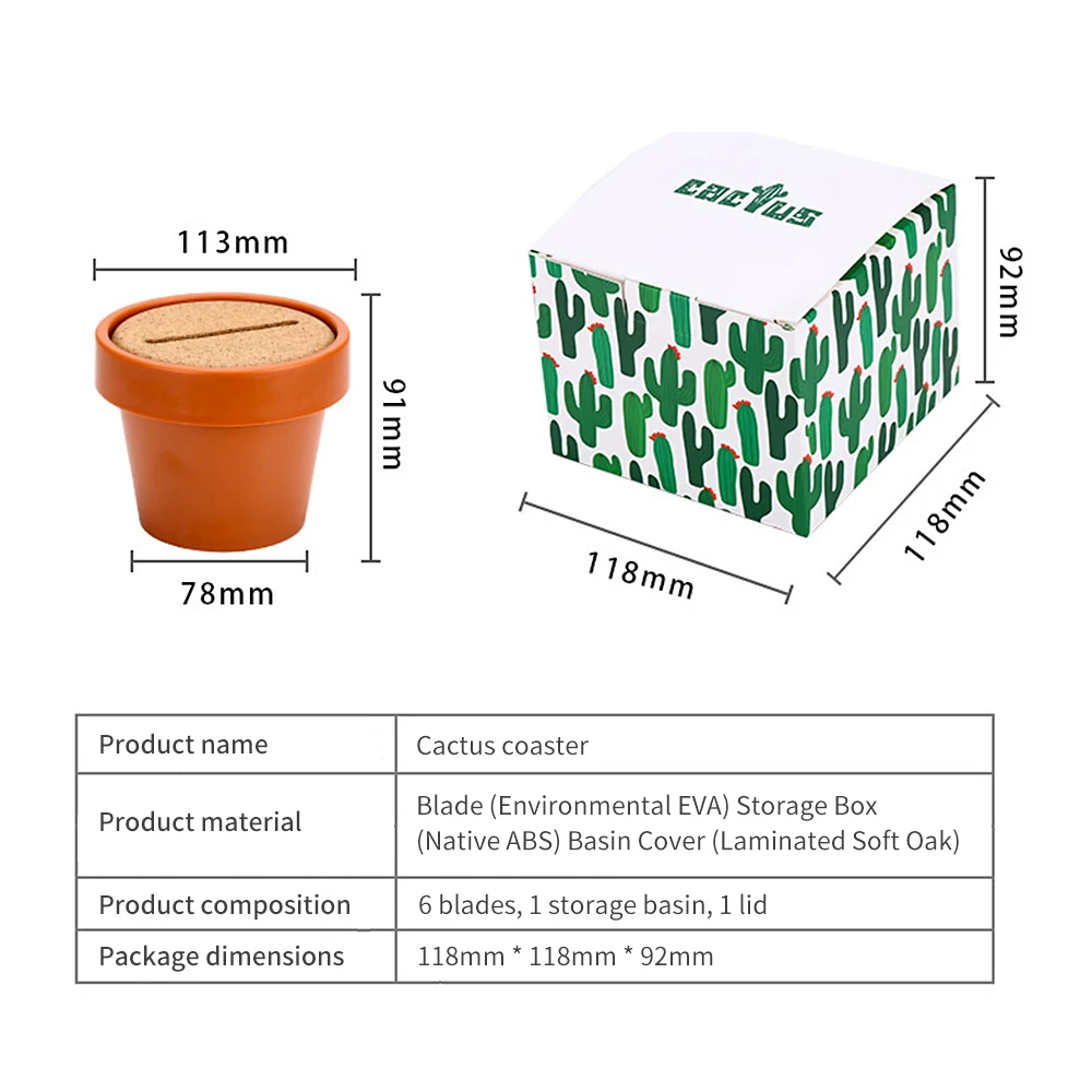 

Creative Cactus Non-Slip Coaster Insulation High Temperature Tea Pad DIY Home Tableware Mats Coffee Cup Coaster Placemat Holder