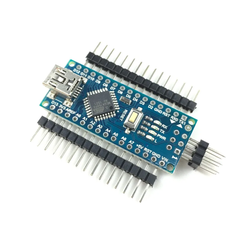 100 шт./лот Nano Atmega168 контроллер совместим с arduino nano Atmega168P CH340 CH340C Замена CH340G USB драйвер без кабеля