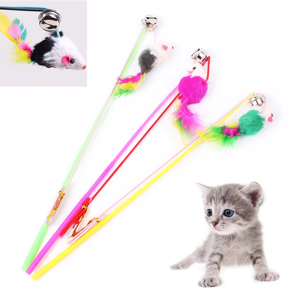 Высококачественная пластиковая мышь с перьями Веселая игра игрушка для домашних