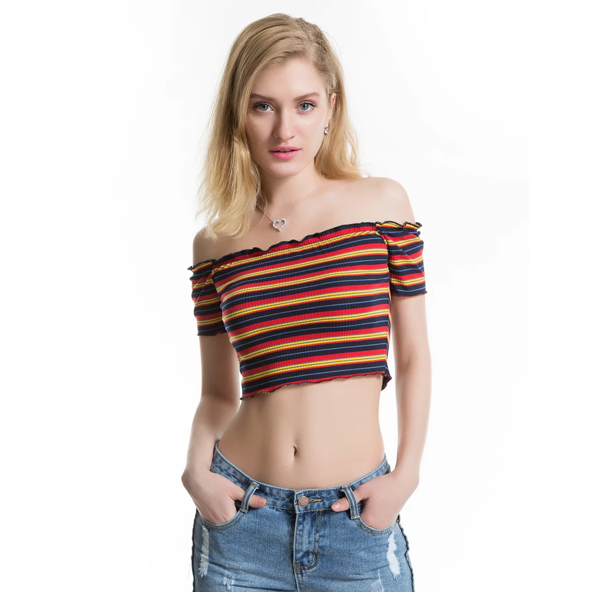 

Fashion Accessories Nice Women Sexy Short Sleeve Tube Tops For Women Stripe Bandeau Top Crop Tube Tops Lady Short Sleeve Clothes