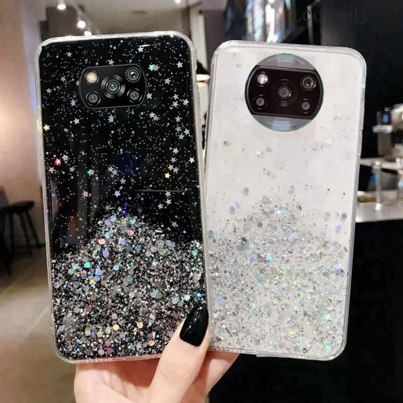 luxury bling glitter phone case for poco x3 nfc poco x 3 pocox3 soft case full cover for poco x3 pro global version back cover free global shipping