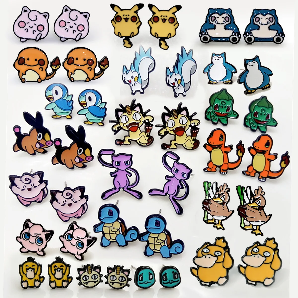 

Takara Tomy Pokemon Alloy Fashion Earrings Cute Anime Peripheral Pikachu Little Fire Dragon Cosplay Earrings Gifts for Girls