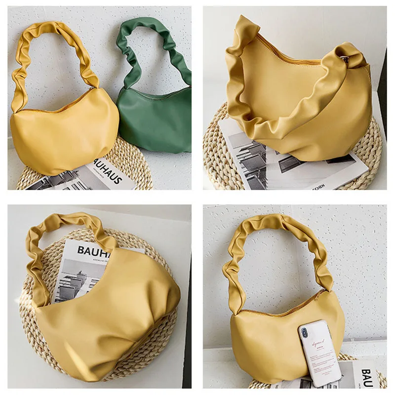 

Fashion Cloud Bag Women Soft Pu Leather Small Shoulder Bags Female Luxury Designer Hobos Baguette Bag Ladies 2020 Sac A Main