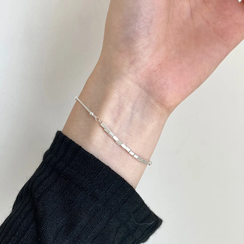 

silver 925 real 100% bracelets for women fashion silver jewelry simple design bracelet Birthday Gift for girls silver chain