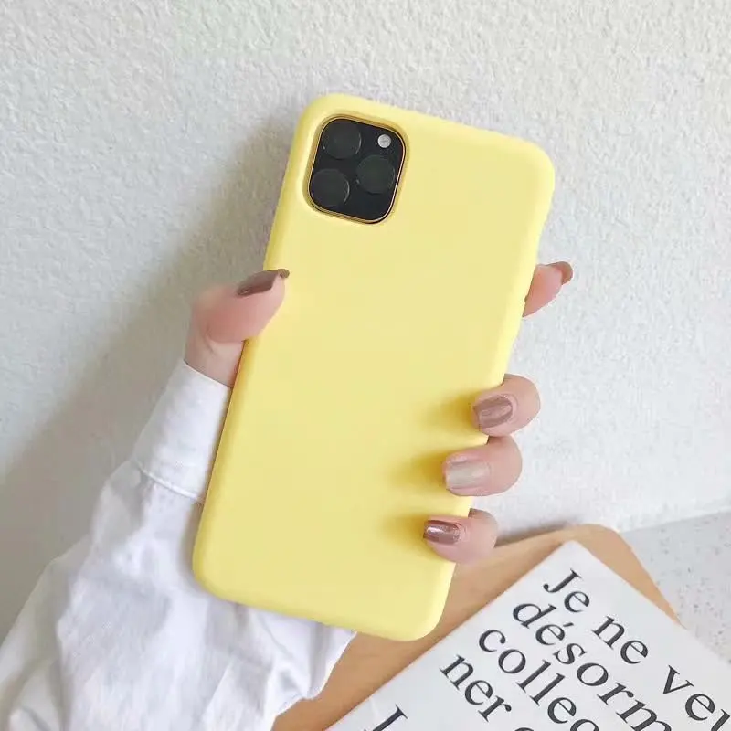 Yellow Sealed Liquid silicone Phone Case For iPhone 11, 11 Pro Phone Case For iPhone 11 PRO Max 6.5 inch Phone Back Coque Cover Case - Цвет: Yellow