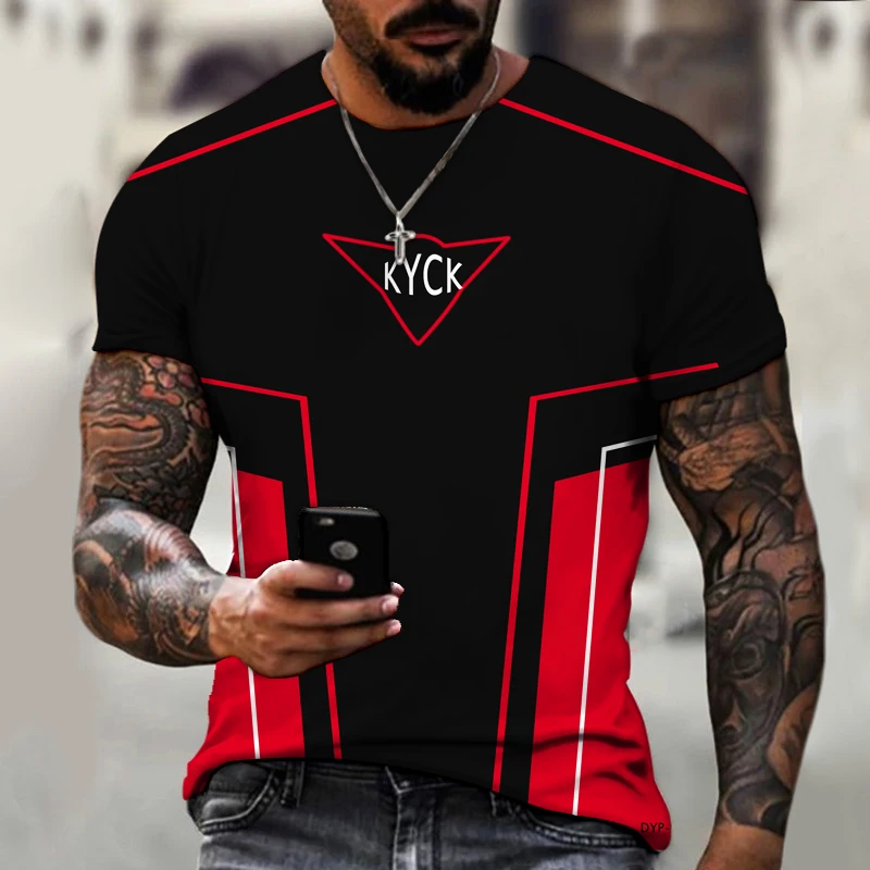 Мужская летняя футболка с 3D-принтом круглым вырезом и коротким рукавом - купить